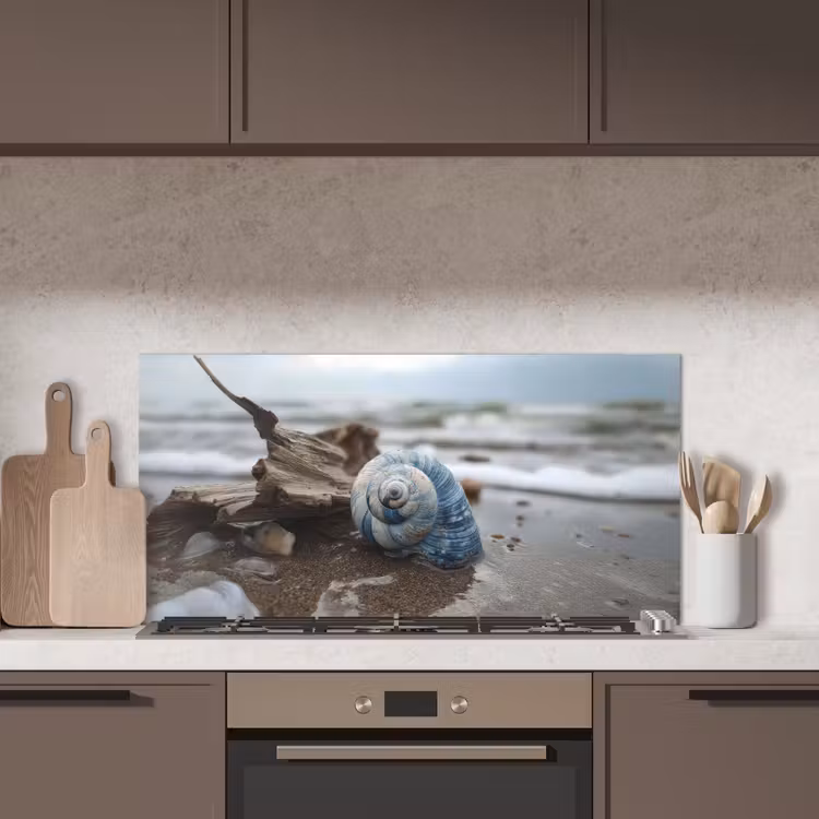 Schelp - Strand - Blauw - Zee keuken achterwand spatscherm middel -sfeer2