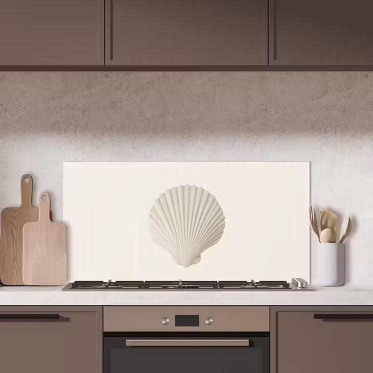 Schelp - Minimalistisch - Wit keuken achterwand spatscherm middel -sfeer2