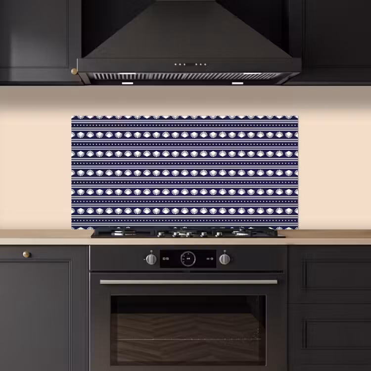 Schelp - Nautisch - Blauw - Wit keuken achterwand spatscherm middel 899 -sfeer1