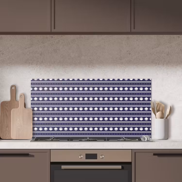 Schelp - Nautisch - Blauw - Wit keuken achterwand spatscherm middel 899 -sfeer2