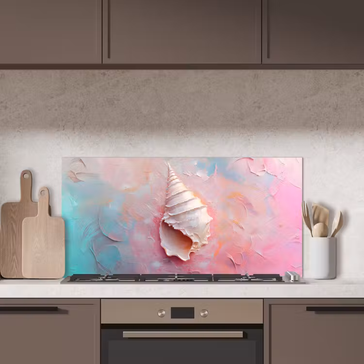 Schelp - Pastel - Pink keuken achterwand spatscherm middel -sfeer2