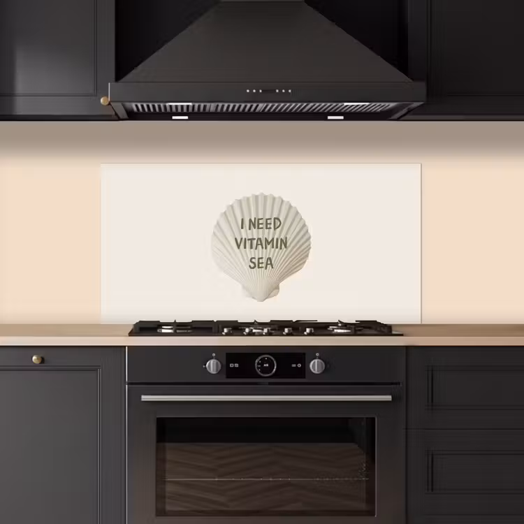 Schelp - Quote - Groen keuken achterwand spatscherm middel -sfeer1