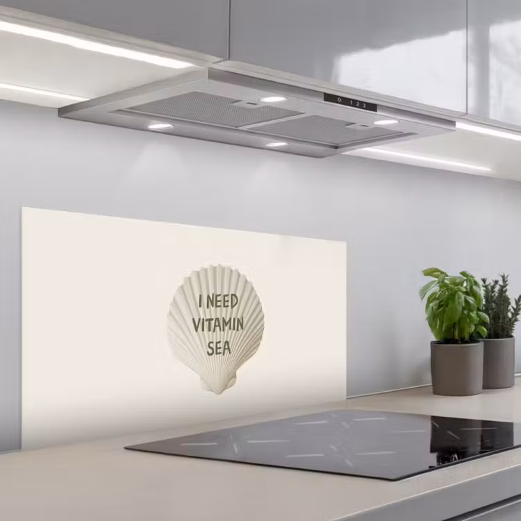 Schelp - Quote - Groen keuken achterwand spatscherm middel -3d_schuin