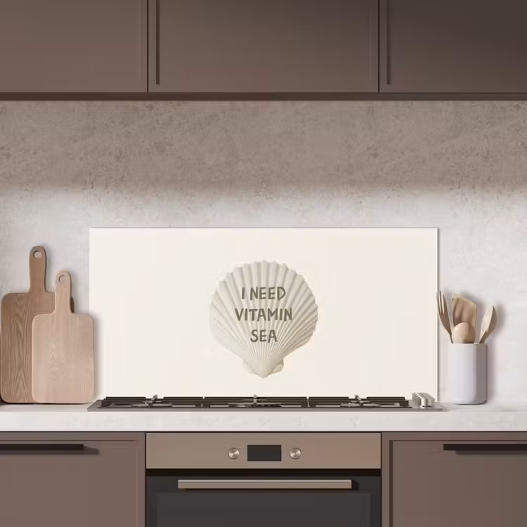 Schelp - Quote - Groen keuken achterwand spatscherm middel -sfeer2