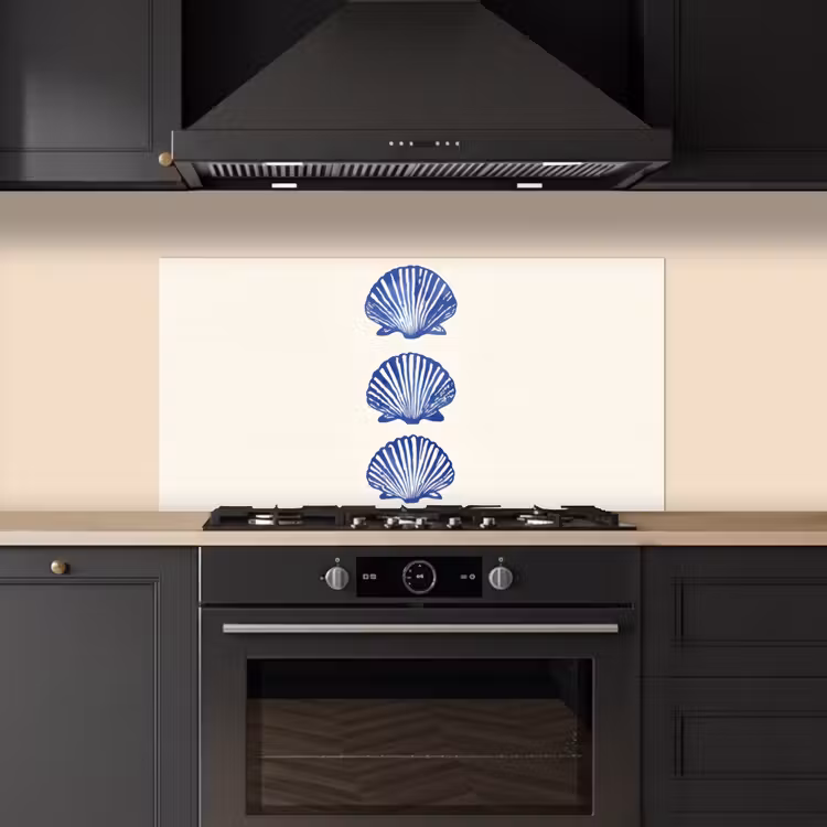 Schelpen - Blauw - Patroon keuken achterwand spatscherm middel -sfeer1