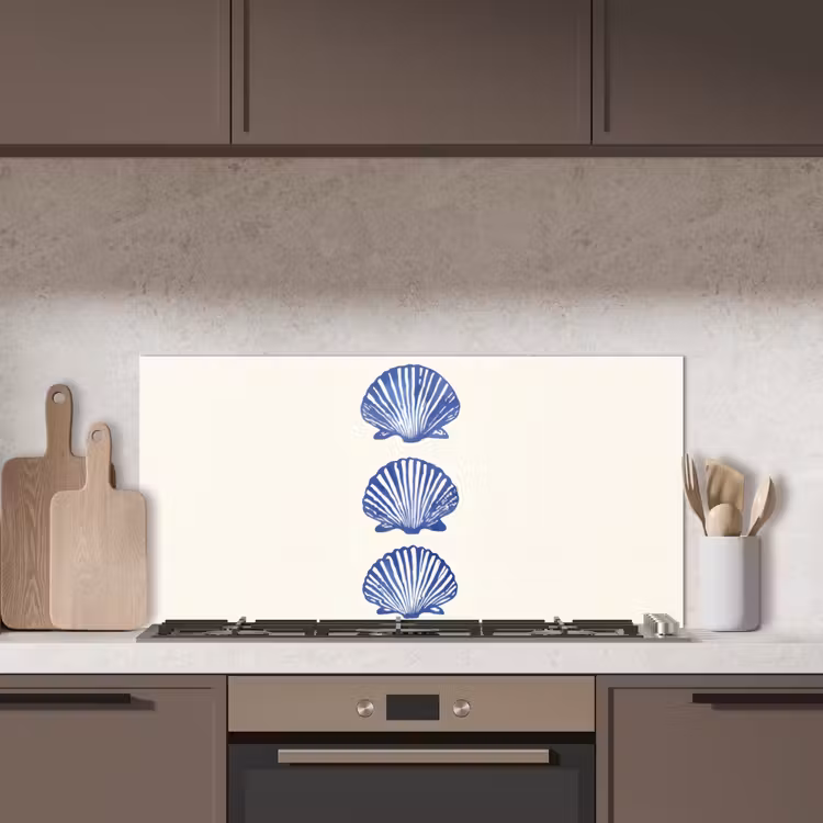 Schelpen - Blauw - Patroon keuken achterwand spatscherm middel -sfeer2