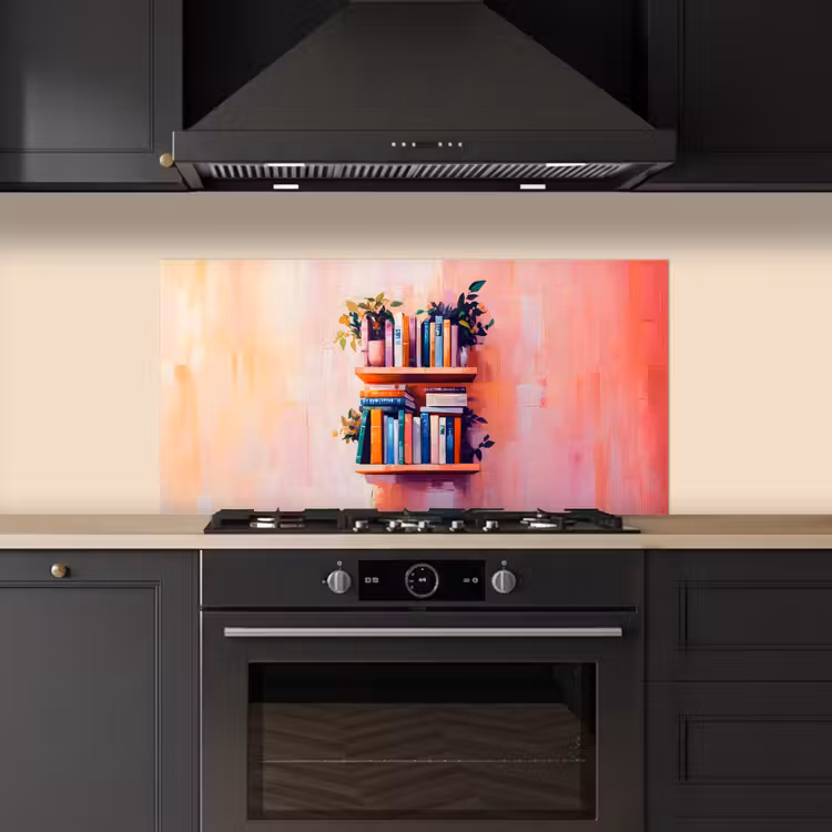 Planken - Boeken - Bladeren keuken achterwand spatscherm middel -sfeer1