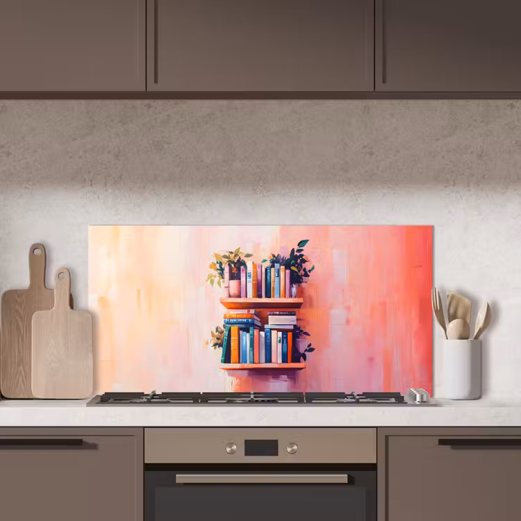 Planken - Boeken - Bladeren keuken achterwand spatscherm middel -sfeer2