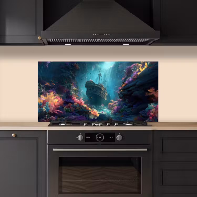 Schip - Hout - Koraalriffen - Zonlicht keuken achterwand spatscherm middel -sfeer1