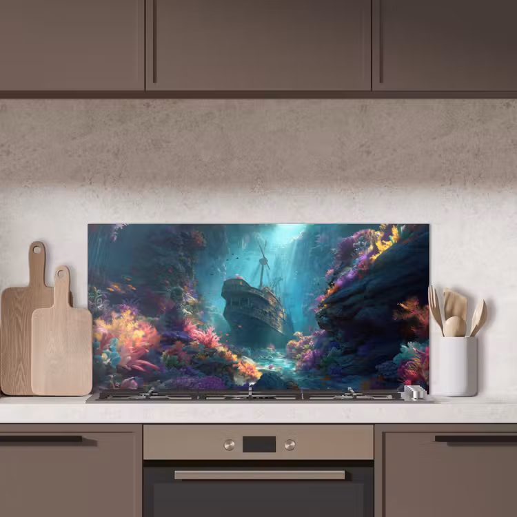 Schip - Hout - Koraalriffen - Zonlicht keuken achterwand spatscherm middel -sfeer2
