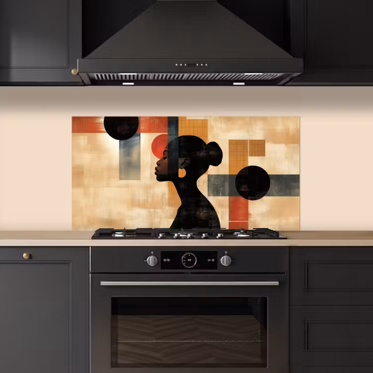Zijaanzicht - Vrouw - Vormen keuken achterwand spatscherm middel -sfeer1