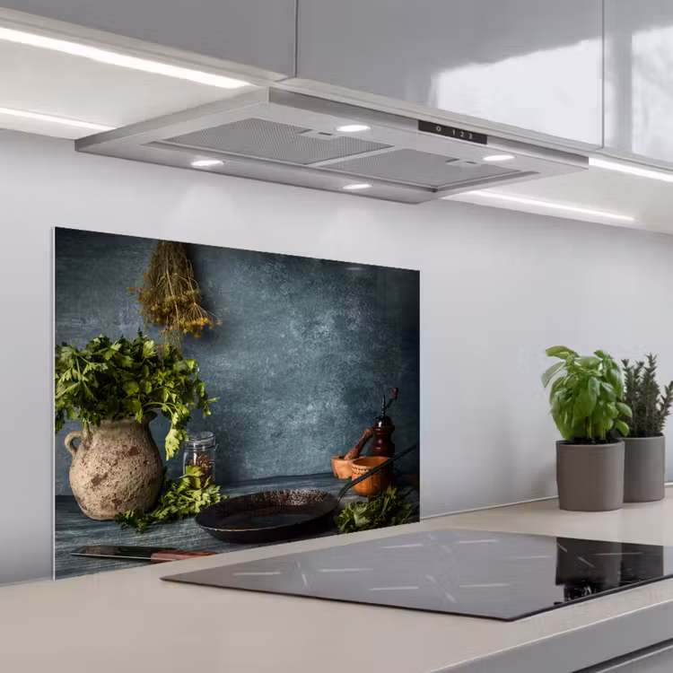 Stilte voor het Koken keuken achterwand spatscherm middel -3d_schuin
