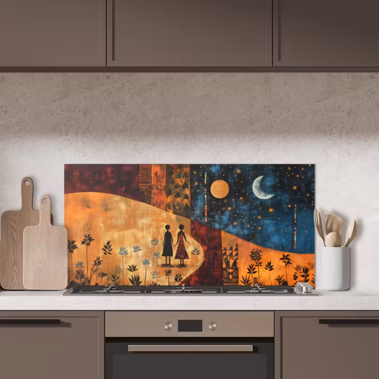 Silhouetten - Abstract - Zon - Maan keuken achterwand spatscherm middel -sfeer2