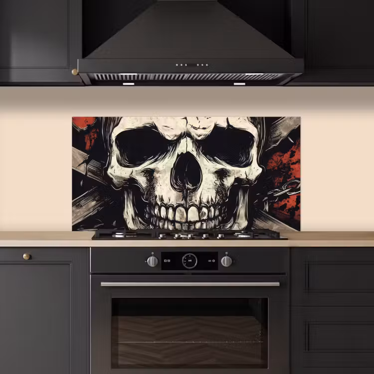 Schedel - Kettingen - Rood keuken achterwand spatscherm middel -sfeer1