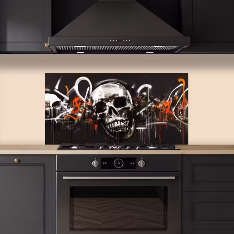 Schedels - Kunst - Donker - Rood keuken achterwand spatscherm middel -sfeer1