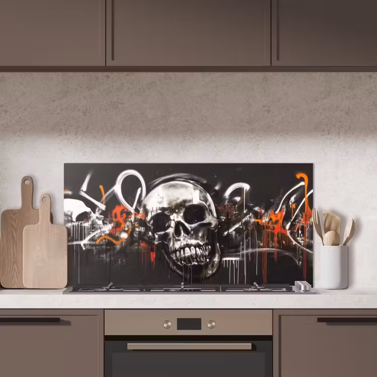 Schedels - Kunst - Donker - Rood keuken achterwand spatscherm middel -sfeer2
