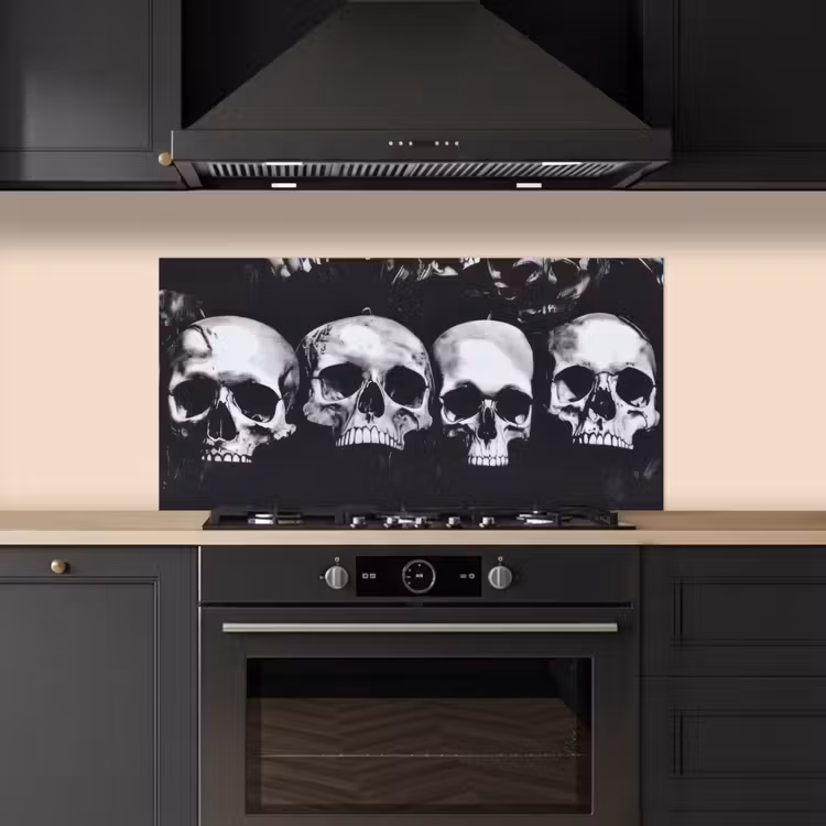 Schedels - Zwart - Contrast keuken achterwand spatscherm middel -sfeer1