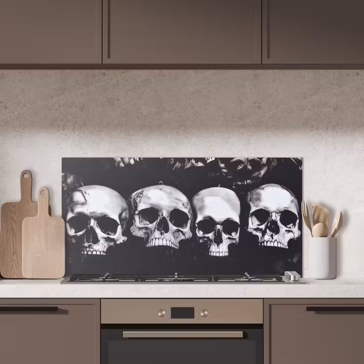 Schedels - Zwart - Contrast keuken achterwand spatscherm middel -sfeer2