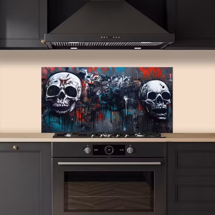 Schedels - Graffiti - Abstract keuken achterwand spatscherm middel -sfeer1