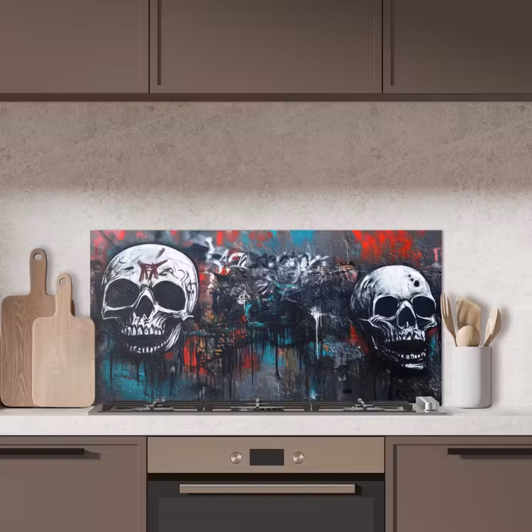 Schedels - Graffiti - Abstract keuken achterwand spatscherm middel -sfeer2