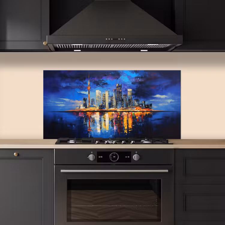 Skyline Toronto - Modern - Stadslicht - Blauw keuken achterwand spatscherm middel -sfeer1