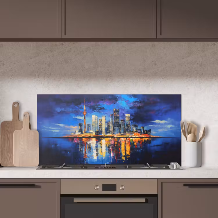 Skyline Toronto - Modern - Stadslicht - Blauw keuken achterwand spatscherm middel -sfeer2