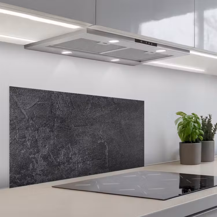 Leisteen - Beton - Natuursteen - Grijs - Industrieel keuken achterwand spatscherm middel -3d_schuin