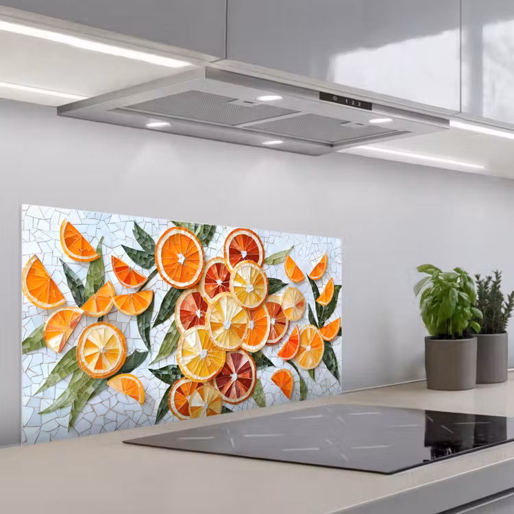 Schijfjes - Fruit - Oranje - Mozaïek keuken achterwand spatscherm middel -3d_schuin