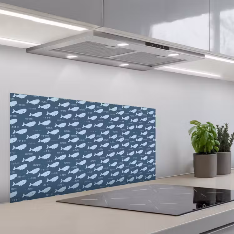 Klein - Oceaan - Golven - Blauw keuken achterwand spatscherm middel 899 -3d_schuin