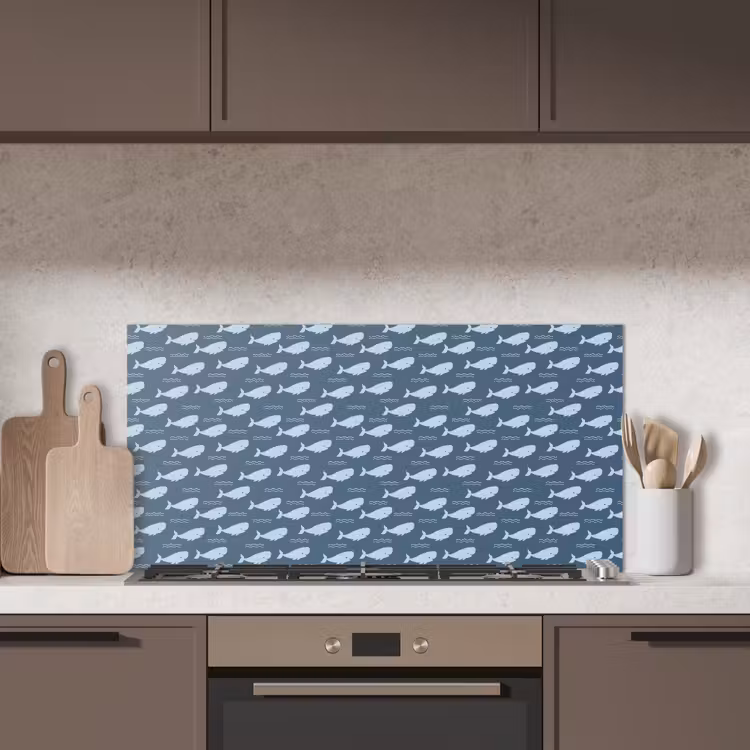 Klein - Oceaan - Golven - Blauw keuken achterwand spatscherm middel 899 -sfeer2