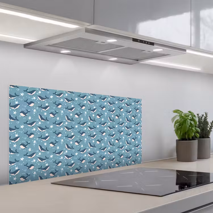 Klein - Oceaan - Walvis - Zeester keuken achterwand spatscherm middel 899 -3d_schuin