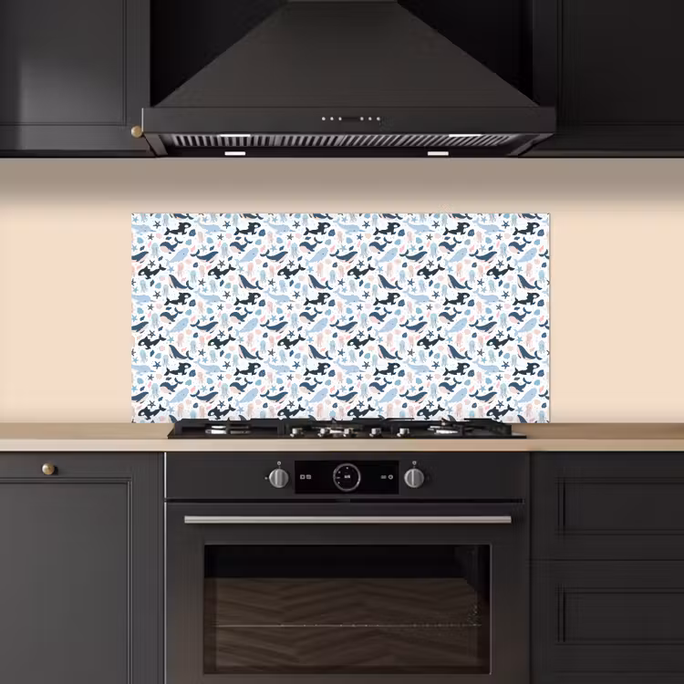 Klein - Oceaan - Walvissen - Octopus keuken achterwand spatscherm middel 899 -sfeer1