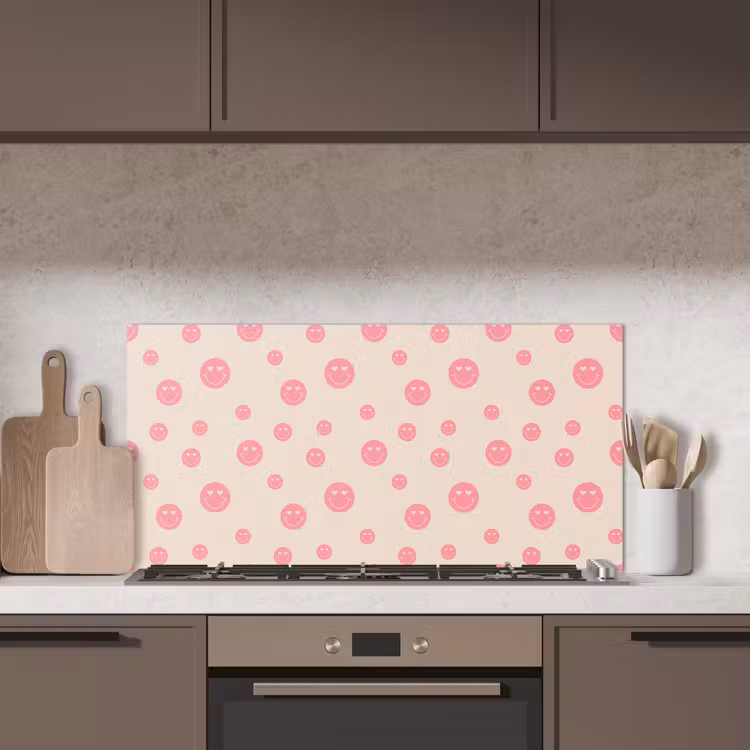 Smiley - Hart - Ogen - Patroon keuken achterwand spatscherm middel 899 -sfeer2