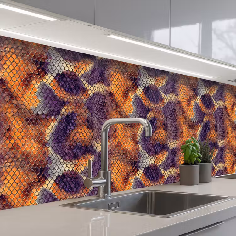 Slang - Schubben - Kleurrijk keuken achterwand 2 groot 857 -3d_schuin