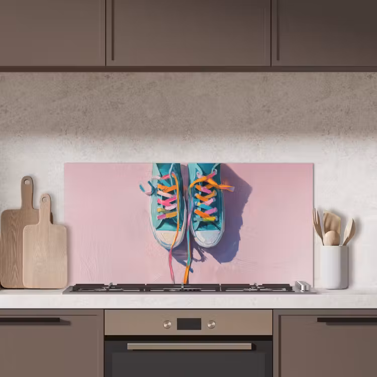 Sneakers - Veters - Kleurrijk - Schaduw keuken achterwand spatscherm middel -sfeer2