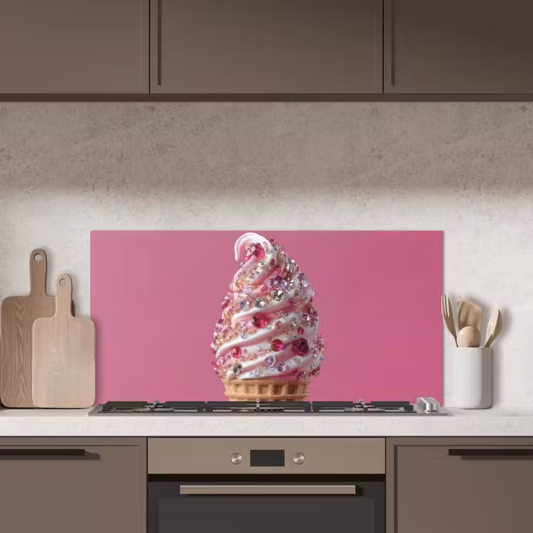 Softijs - Edelstenen - Roze - Hoorntje keuken achterwand spatscherm middel -sfeer2