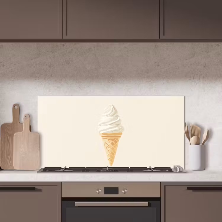 Softijs - Hoorntje - Wit keuken achterwand spatscherm middel -sfeer2