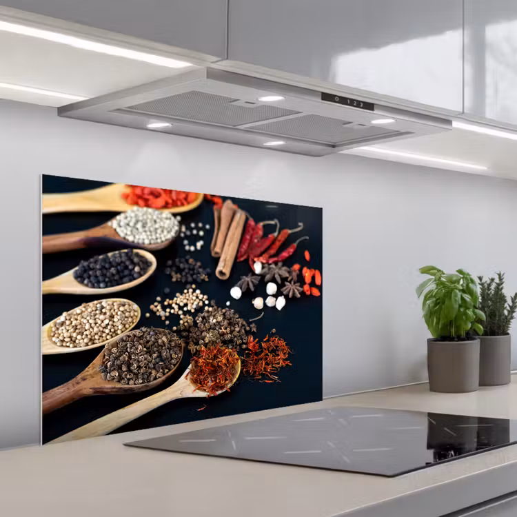 Specerijen Symfonie keuken achterwand spatscherm middel -3d_schuin