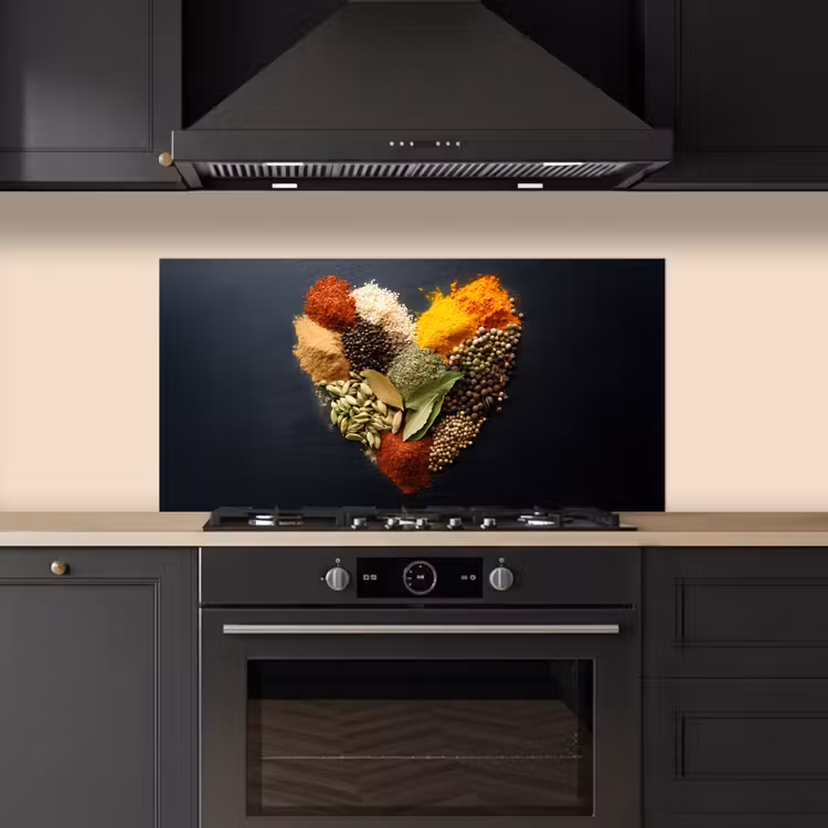 Specerijen - Mix - Hartvorm - Zwart keuken achterwand spatscherm middel -sfeer1