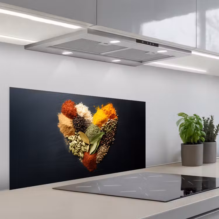 Specerijen - Mix - Hartvorm - Zwart keuken achterwand spatscherm middel -3d_schuin