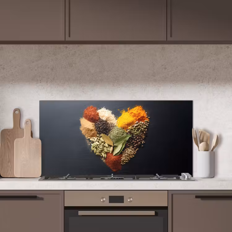 Specerijen - Mix - Hartvorm - Zwart keuken achterwand spatscherm middel -sfeer2