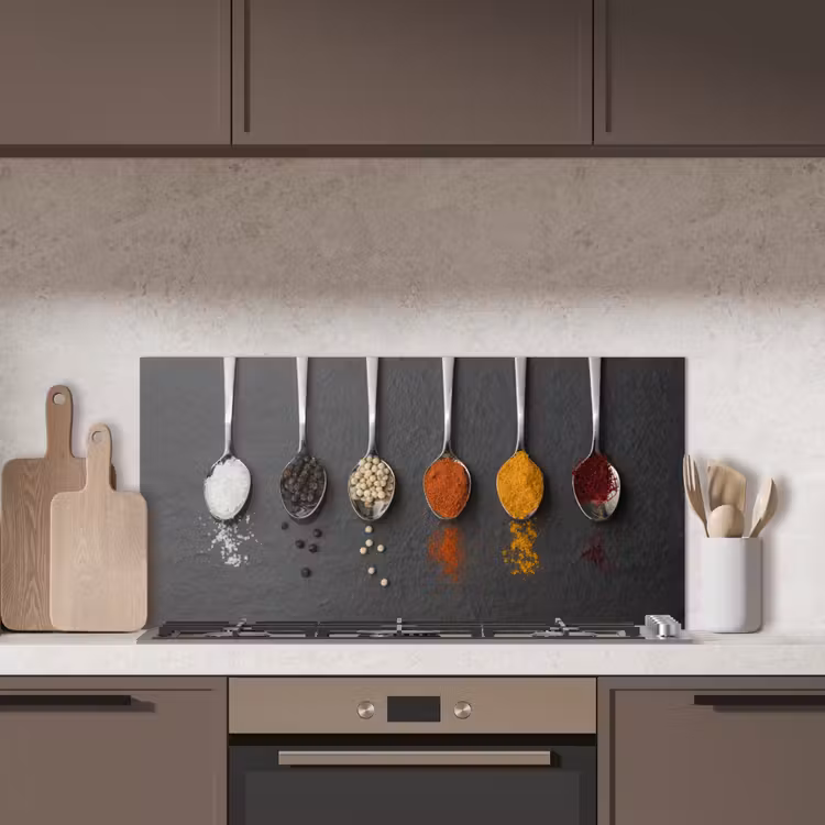 Specerijen - Lepels - Tafel - Rustiek - Kruiden keuken achterwand spatscherm middel -sfeer2