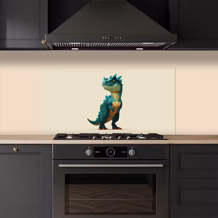 Stekels - Dino - Blauw - Gespierd keuken achterwand spatscherm middel -sfeer1