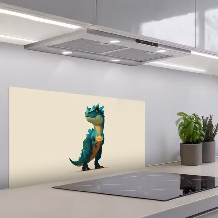 Stekels - Dino - Blauw - Gespierd keuken achterwand spatscherm middel -3d_schuin