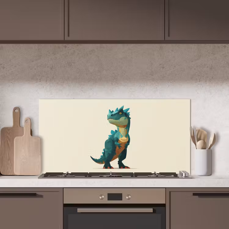 Stekels - Dino - Blauw - Gespierd keuken achterwand spatscherm middel -sfeer2