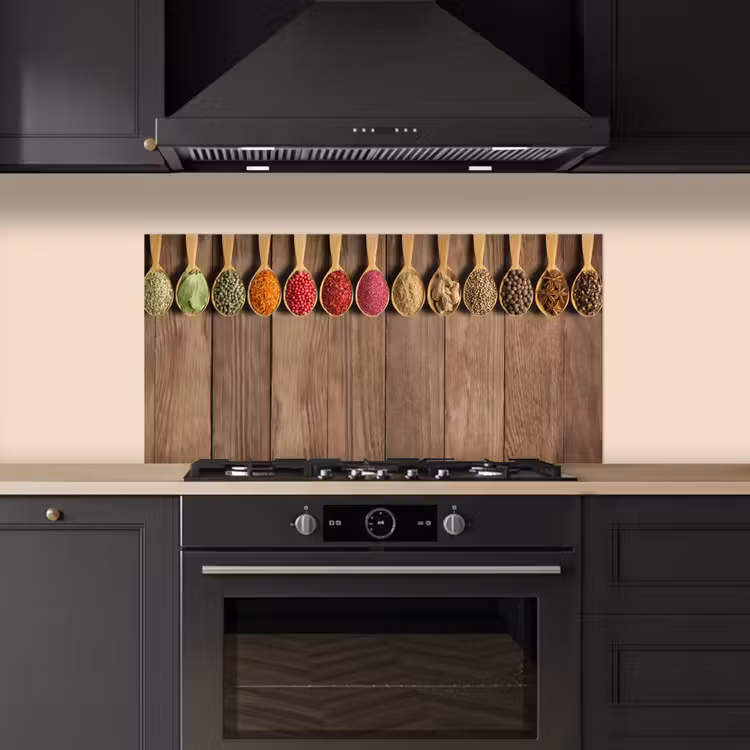 Lepels - Kruiden - Hout keuken achterwand spatscherm middel -sfeer1