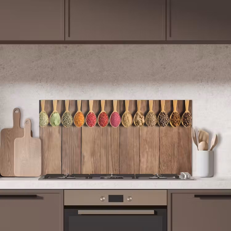 Lepels - Kruiden - Hout keuken achterwand spatscherm middel -sfeer2