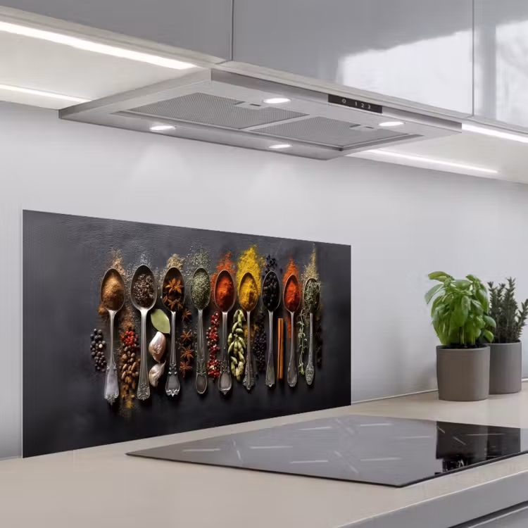 Lepels - Specerijen - Kaneel - Chili keuken achterwand spatscherm middel -3d_schuin