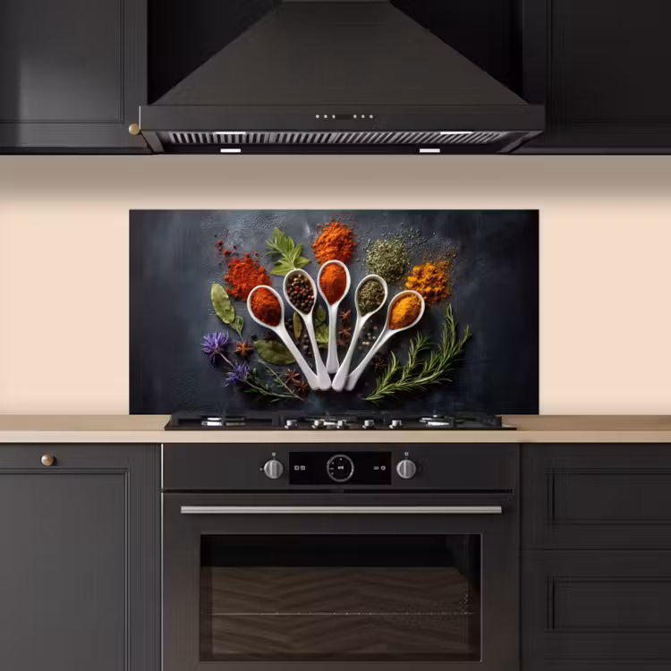 Lepels - Wit - Poeder - Kruiden keuken achterwand spatscherm middel -sfeer1