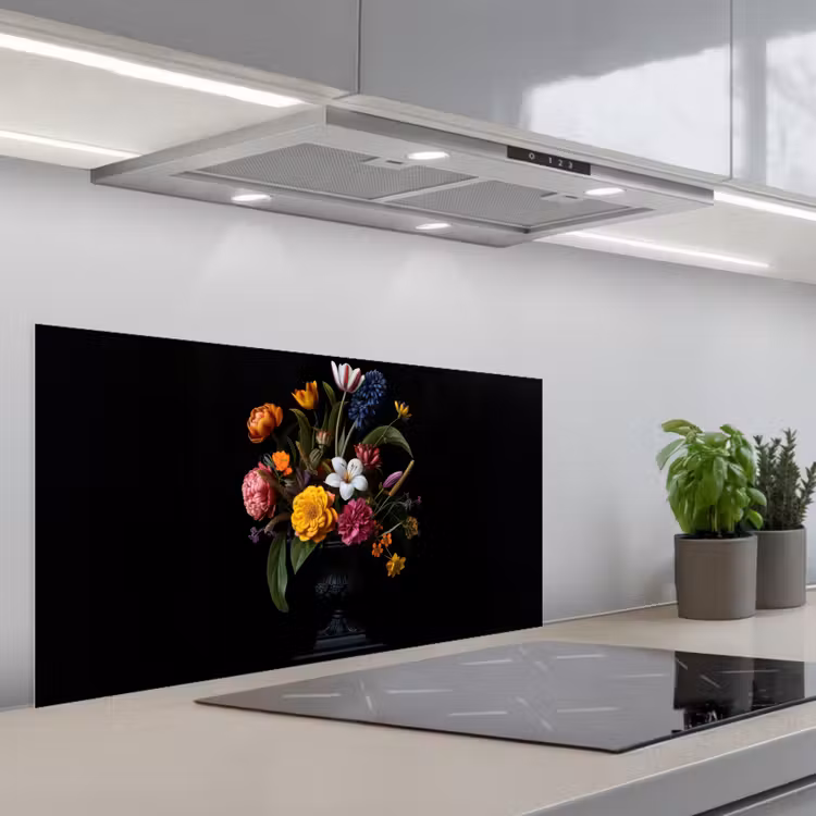 Lente - Bloemen - Klassiek - Vaas keuken achterwand spatscherm middel -3d_schuin
